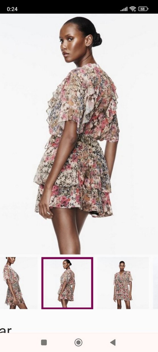 Pembe Bohem V Yaka Mini Elbise - Görsel 2