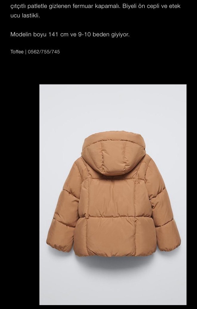 Erkek çocuk zara Kapüşonlu Kışlık Mont - Görsel 3