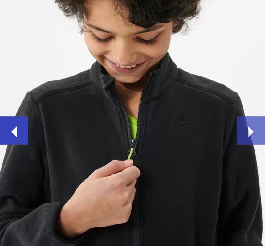 Decathlon  Çocuk Siyah Fermuarlı Polar - Görsel 2