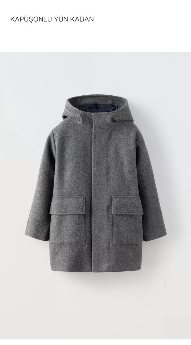 Zara Gri Düğmeli Erkek Çocuk Yün 
Kaban - Görsel 5