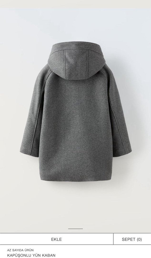 Zara Gri Düğmeli Erkek Çocuk Yün 
Kaban - Görsel 2