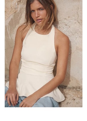 Zara kırık beyaz top bluz