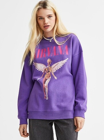 H&M Baskılı Oversize sweatshirt