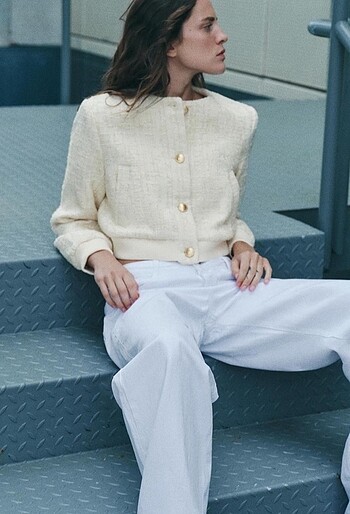 s Beden #zara #dokulu #bomber #ceket krem