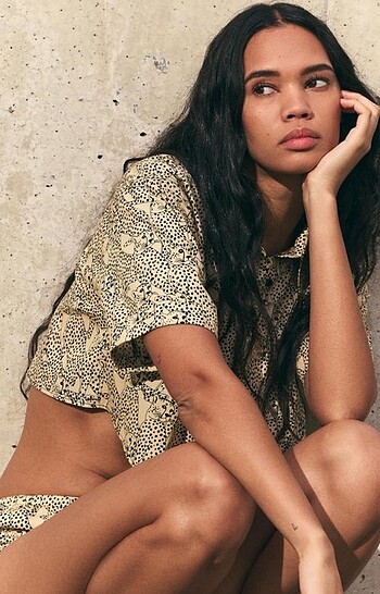 Zara Zara desenli crop gömlek