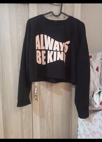 Siyah Baskılı Kadın Sweatshirt