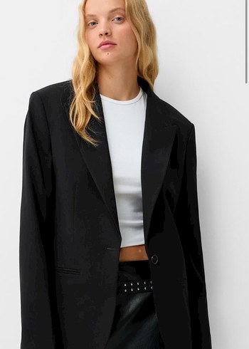 Siyah Midi Kadın Blazer Ceket