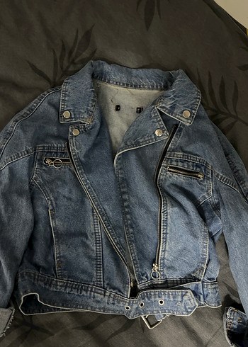 Kadın Mavi Denim Ceket, Tokalı, Dar Kesim