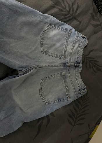 s Beden mavi Renk Bershka Düğmeli Gri Baskılı Kadın Jean