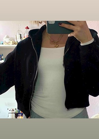 Bershka Siyah Fermuarlı Midi Kadın Ceket