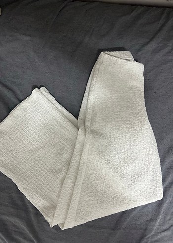 s Beden Bershka Beyaz Kadın Keten Midi Pantolon