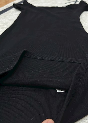 Drapeli Siyah Midi Kadın Triko Elbise - Görsel 4