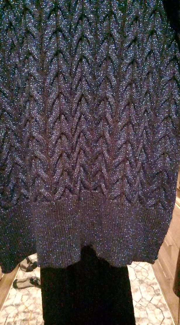 mavi siyah simli   Triko Kadın uzun Kazak - Görsel 3