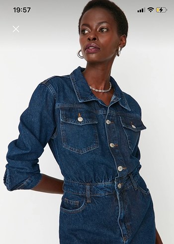 Lacivert Kadın Denim Elbise Trendyolmilla - Görsel 5