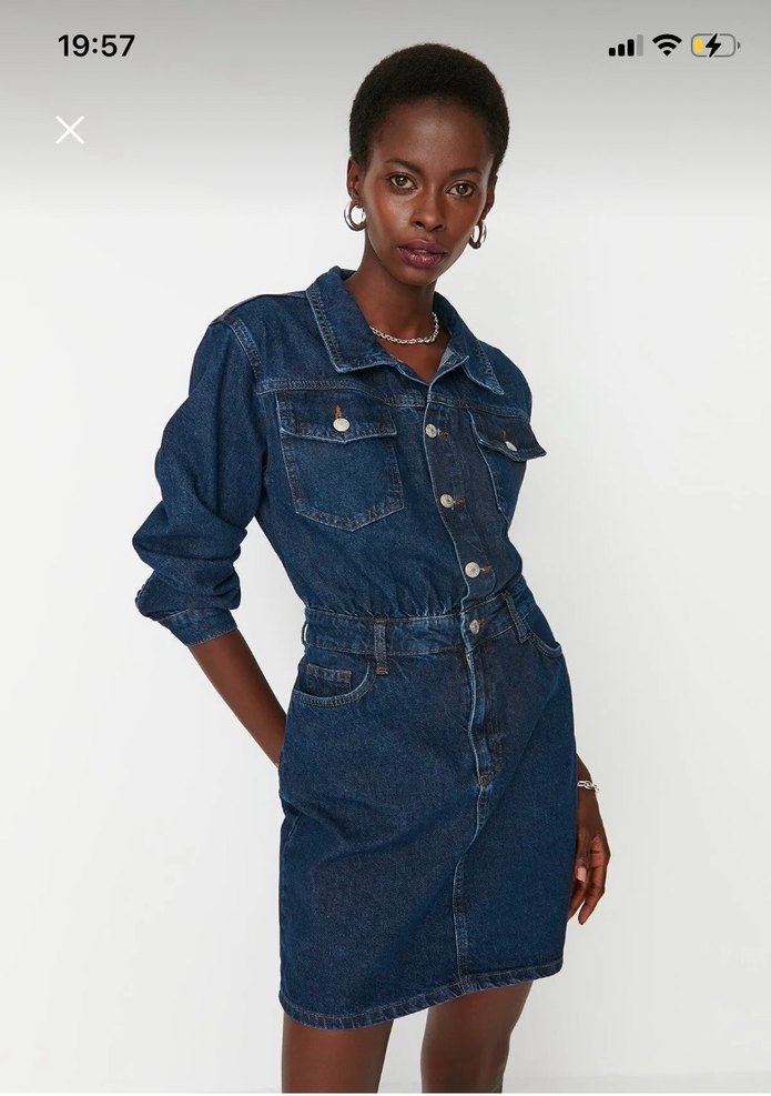 Lacivert Kadın Denim Elbise Trendyolmilla - Görsel 4