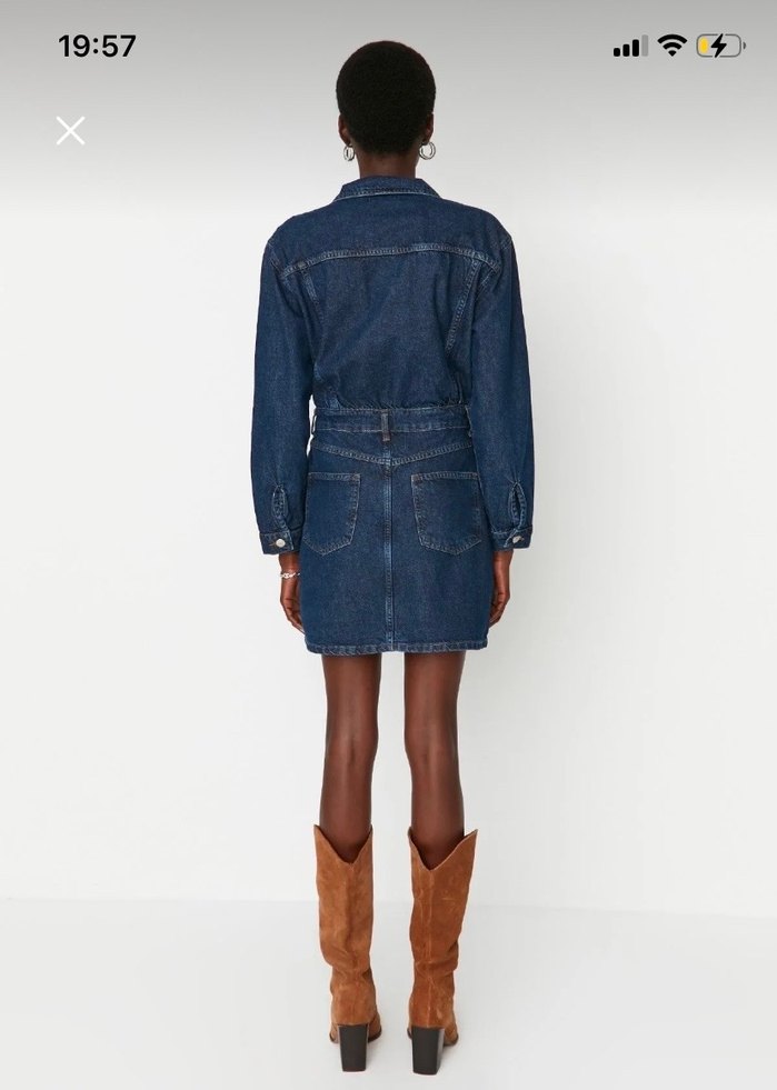 Lacivert Kadın Denim Elbise Trendyolmilla - Görsel 2