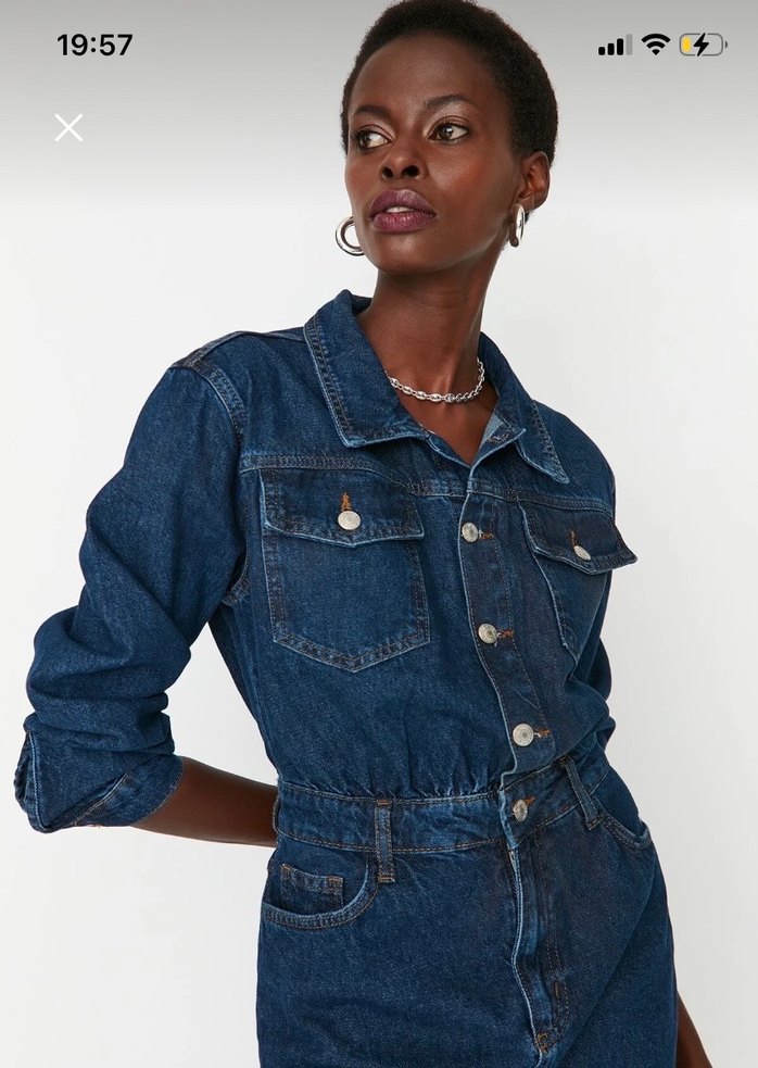 Lacivert Kadın Denim Elbise Trendyolmilla - Görsel 5