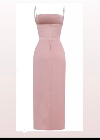Pudra Renkli Uzun İp Askılı Elbise - Görsel 2