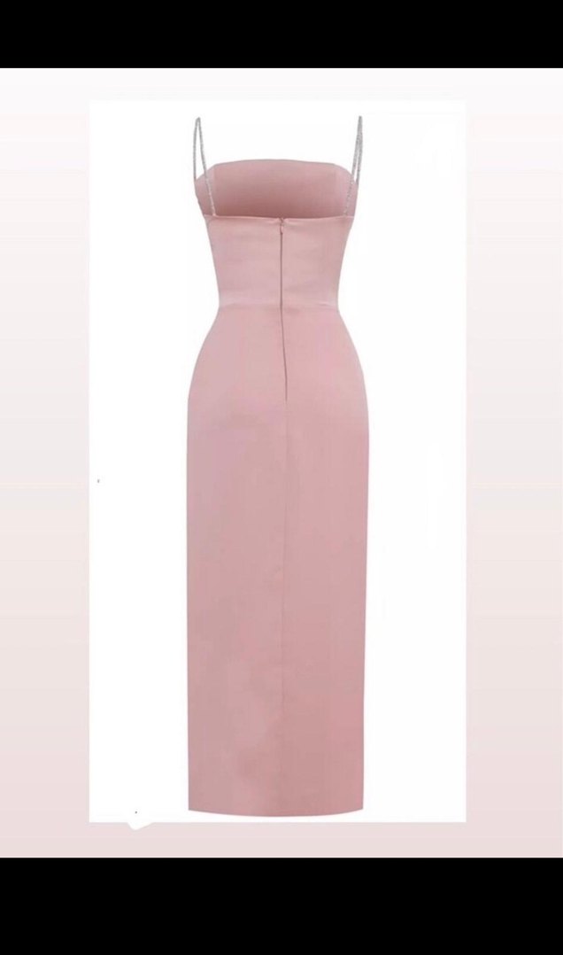 Pudra Renkli Uzun İp Askılı Elbise - Görsel 2