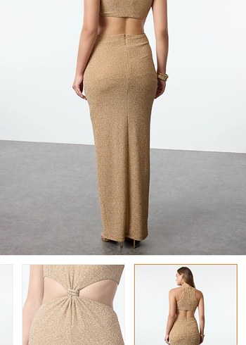 Camel Renk Drapeli mezuniyet abiye gece elbisesi - Görsel 5