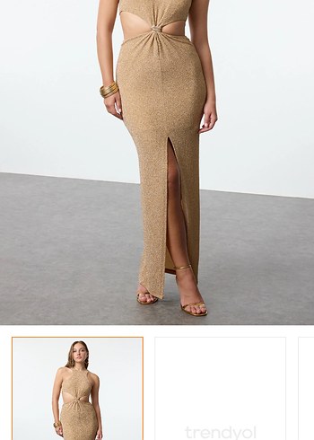 Camel Renk Drapeli mezuniyet abiye gece elbisesi - Görsel 2