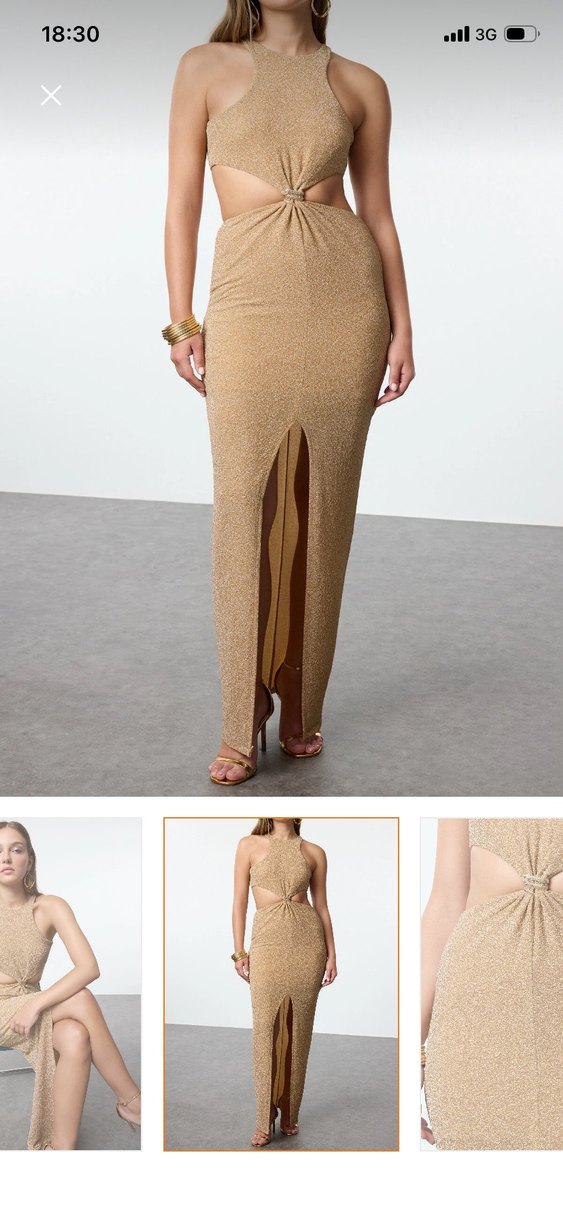 Camel Renk Drapeli mezuniyet abiye gece elbisesi - Görsel 3