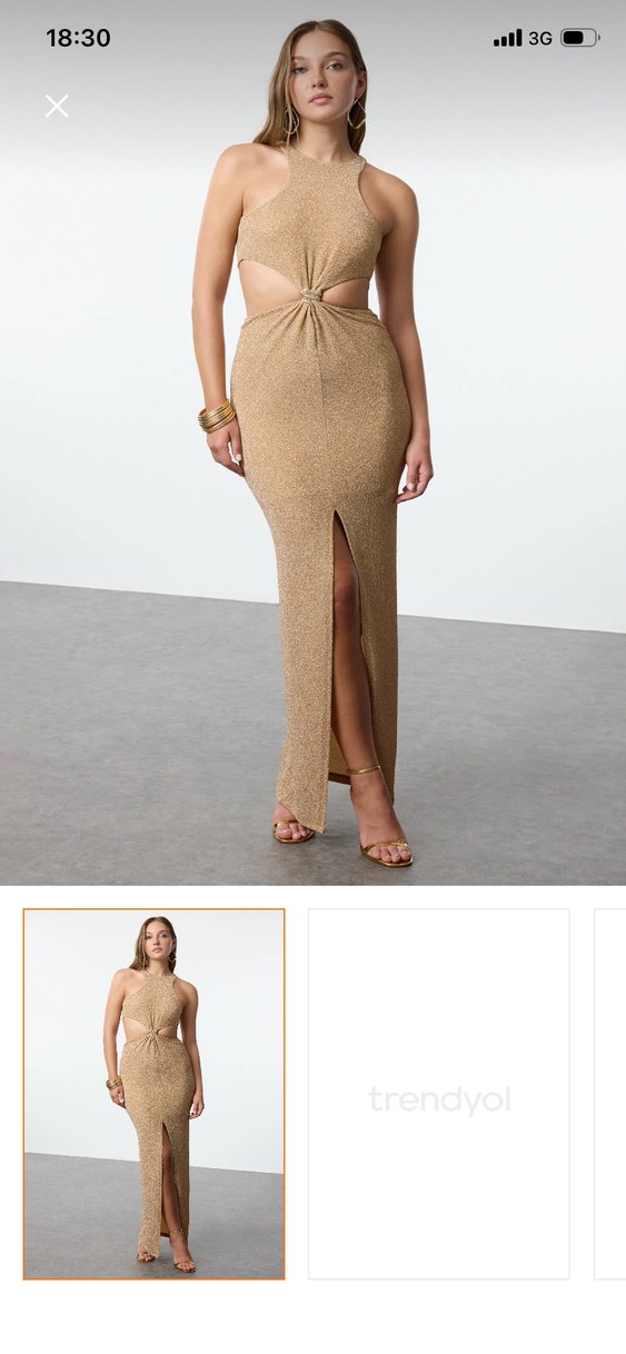 Camel Renk Drapeli mezuniyet abiye gece elbisesi - Görsel 2