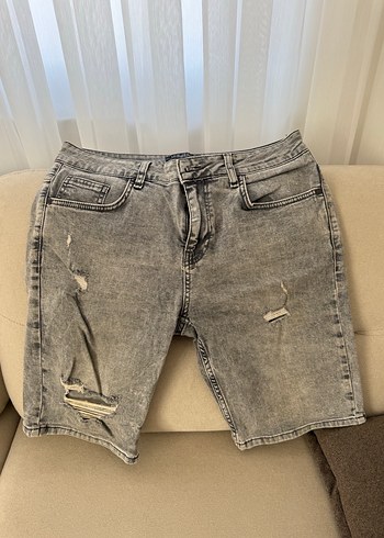 32 Beden Gri Erkek Denim Midi Şort