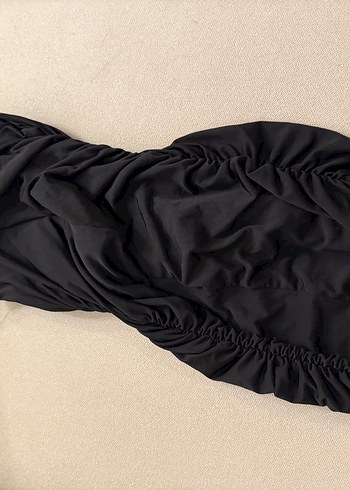 Siyah Drapeli Straplez Abiye Elbise - Görsel 6