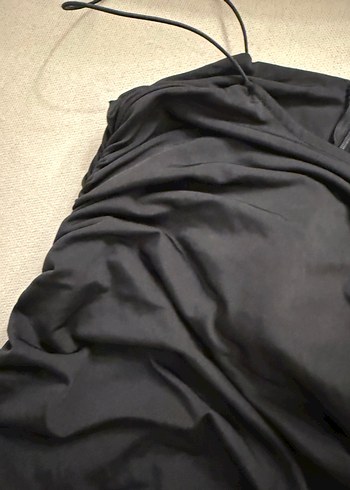 Siyah Drapeli Straplez Abiye Elbise - Görsel 5