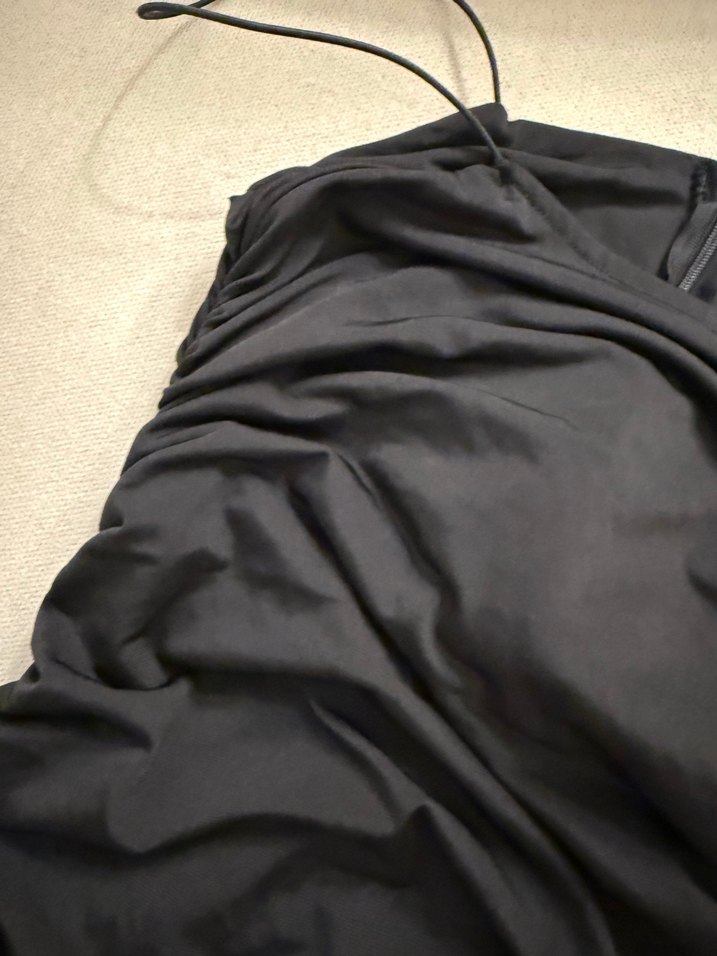 Siyah Drapeli Straplez Abiye Elbise - Görsel 5