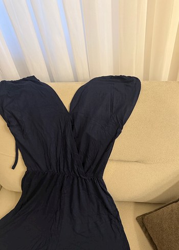 Siyah V Yaka Drapeli Kadın Tulum - Görsel 4