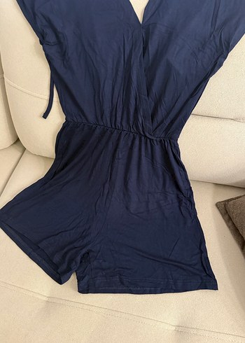 Siyah V Yaka Drapeli Kadın Tulum - Görsel 5