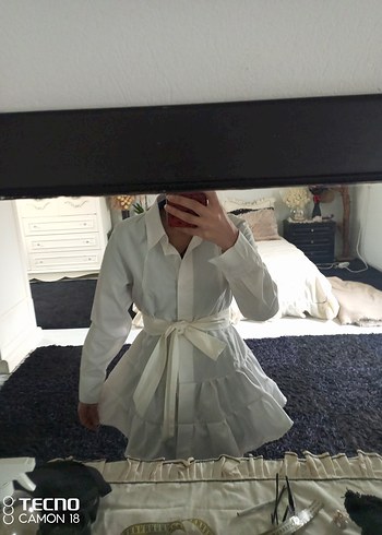 Zara Firfirli mini gömlek elbise