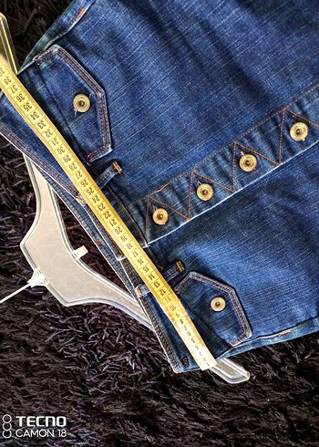 36 Beden mavi Renk Düğmeli Koyu Mavi Kot Etek