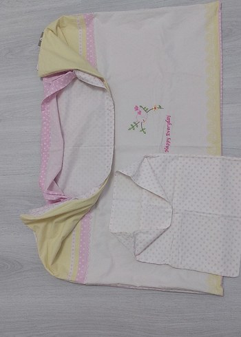 Nakışlı Pamuklu Pembe Bebek Uyku Seti - Görsel 4