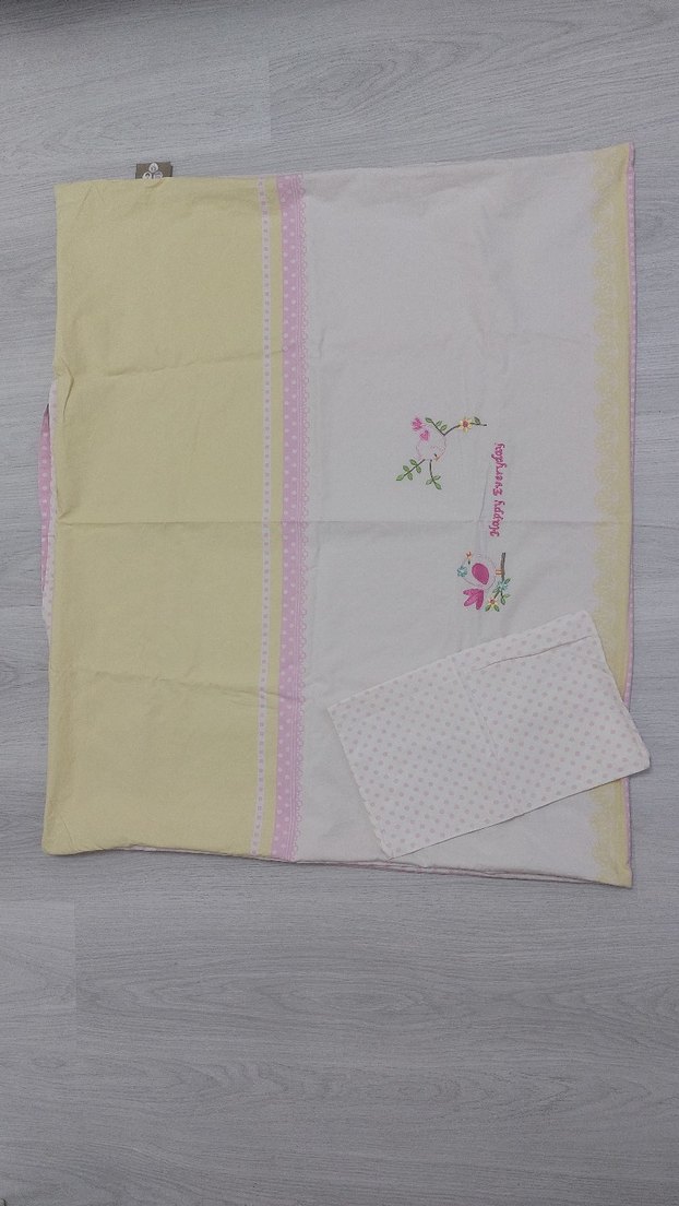Nakışlı Pamuklu Pembe Bebek Uyku Seti - Görsel 2