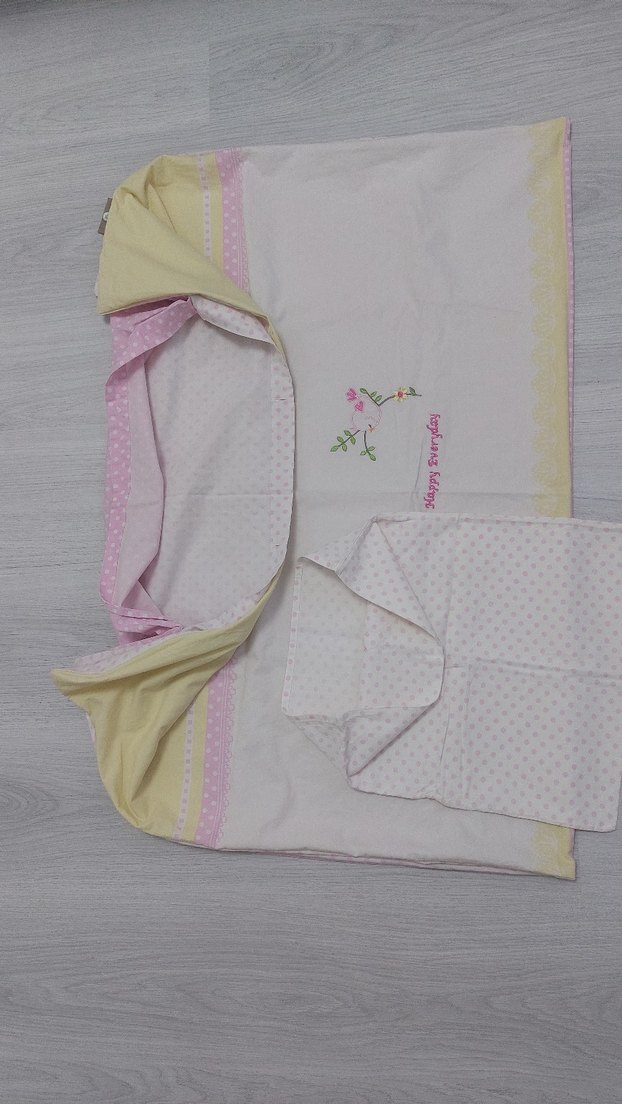 Nakışlı Pamuklu Pembe Bebek Uyku Seti - Görsel 4