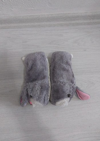 Kız Çocuk Gri Peluş Tavşan Ev Terliği - Görsel 6