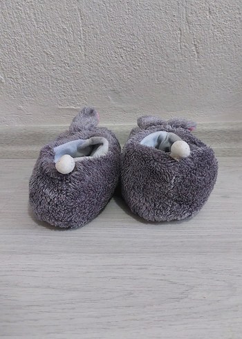 Kız Çocuk Gri Peluş Tavşan Ev Terliği - Görsel 3