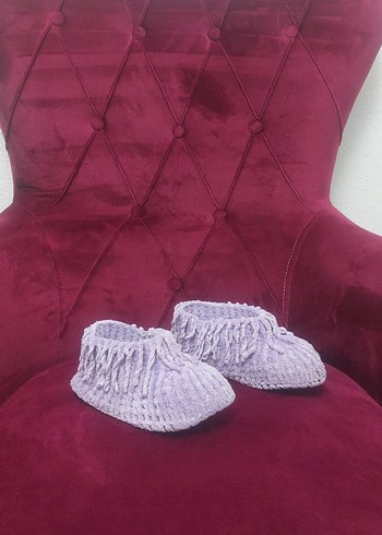 lila örgü kız cocuk ev botu ev ayakkabısı panduf #panduf - Görsel 3