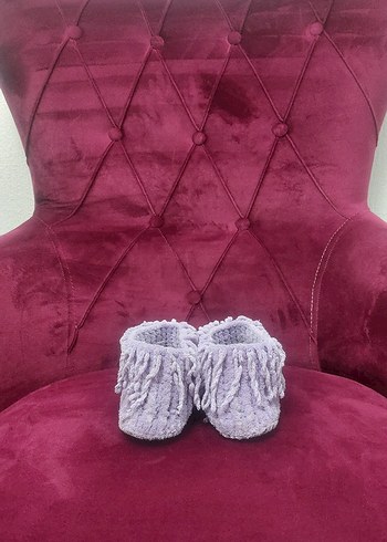 lila örgü kız cocuk ev botu ev ayakkabısı panduf #panduf - Görsel 5