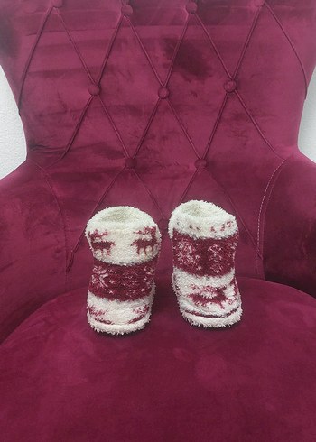 Bordo Desenli Kız Çocuk Sıcak ev botu - Görsel 6