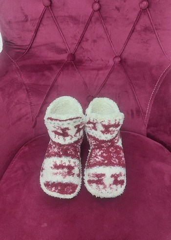 Bordo Desenli Kız Çocuk Sıcak ev botu - Görsel 3