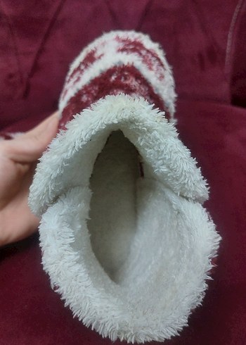 Bordo Desenli Kız Çocuk Sıcak ev botu - Görsel 2