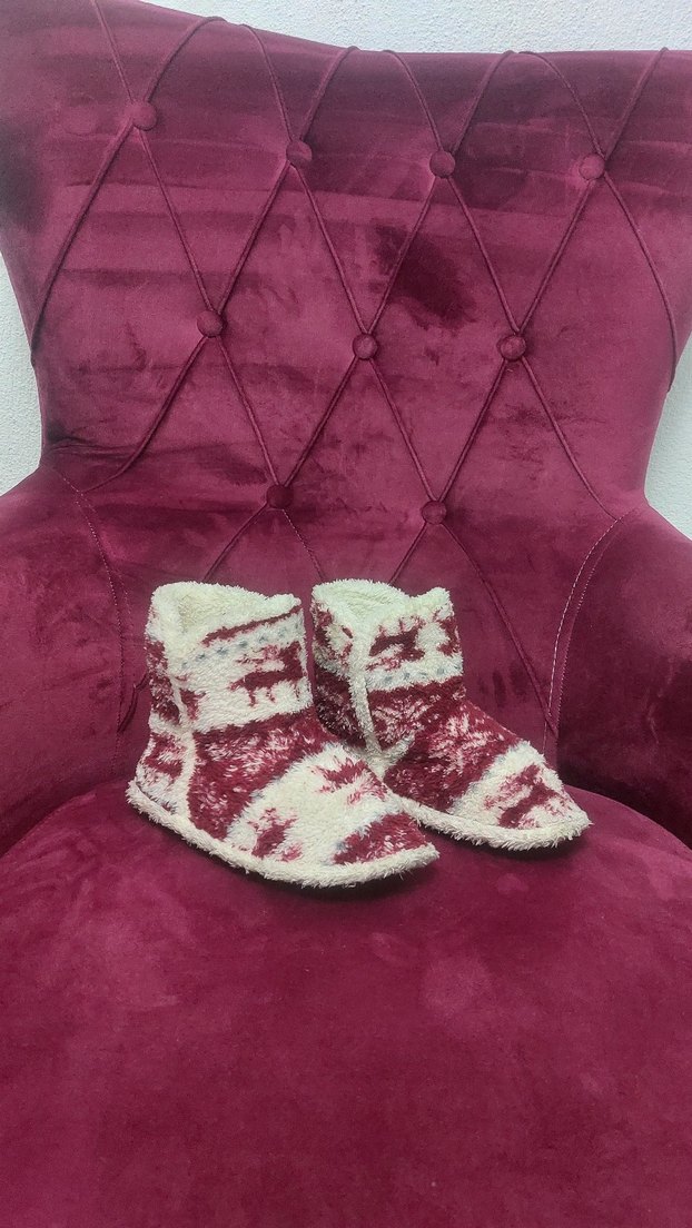 Bordo Desenli Kız Çocuk Sıcak ev botu - Görsel 4