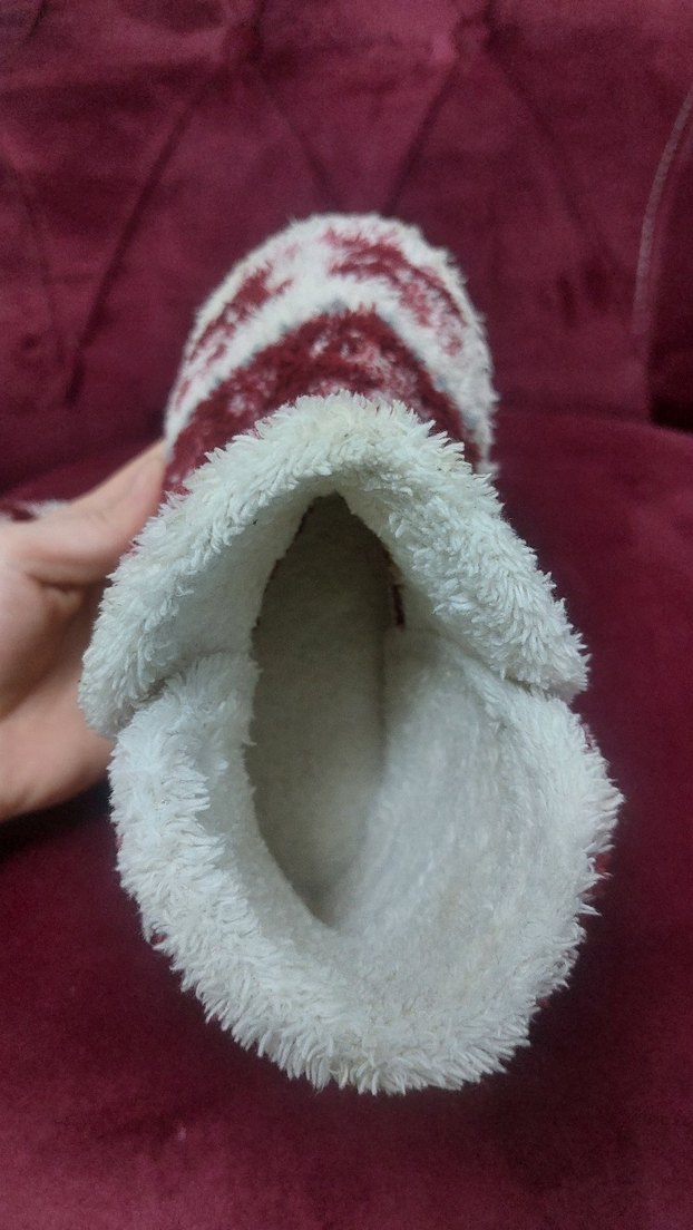 Bordo Desenli Kız Çocuk Sıcak ev botu - Görsel 2