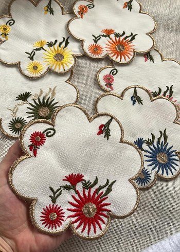 Altın Kenarlı Nakışlı Klasik Peçete kahve sunum peçetesi - Görsel 13