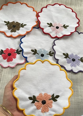 Altın Kenarlı Nakışlı Klasik Peçete kahve sunum peçetesi - Görsel 2