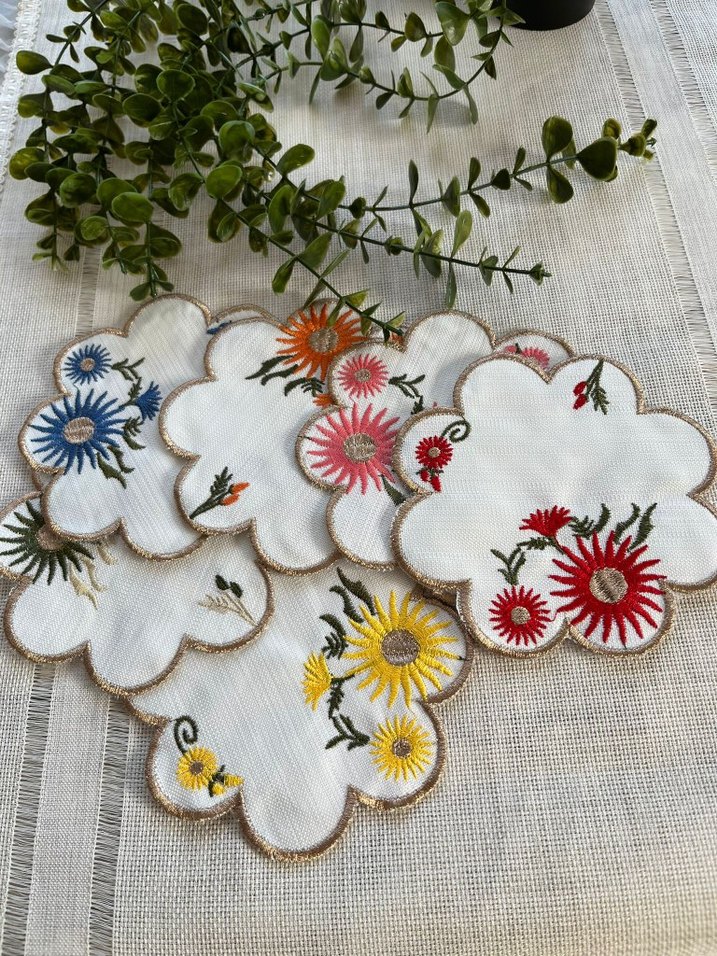 Altın Kenarlı Nakışlı Klasik Peçete kahve sunum peçetesi - Görsel 5